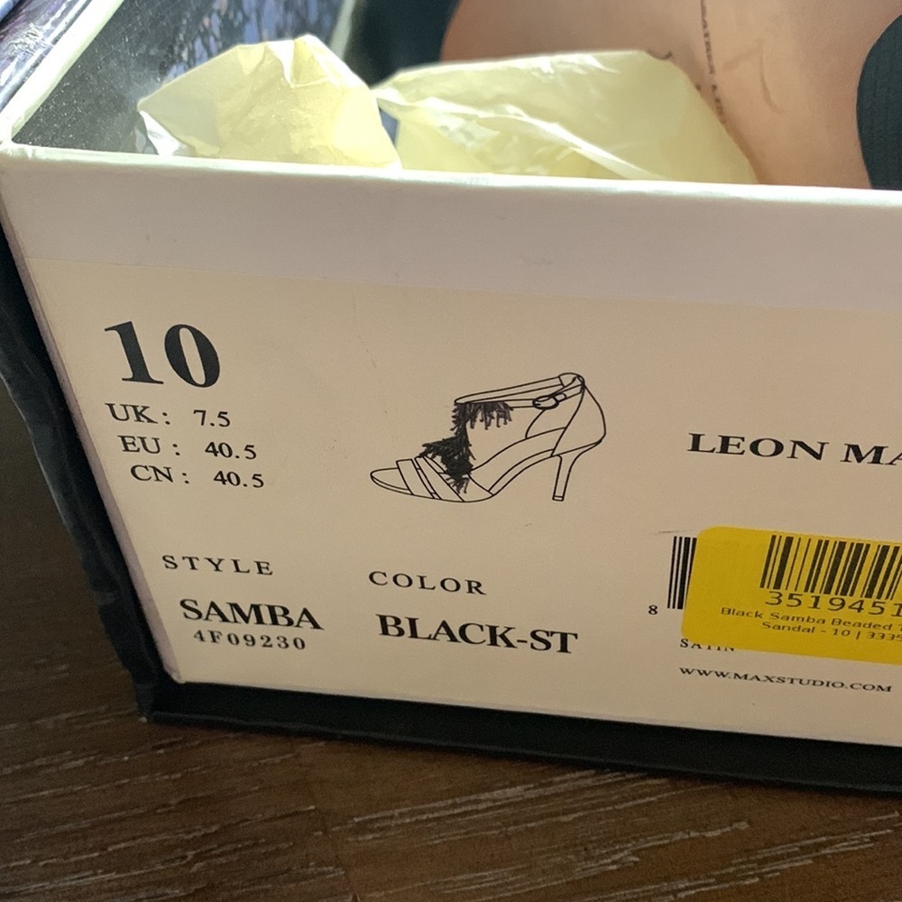 - Leon Max Womens Black Samba Beaded Heels Pump  Size 10 NWT night out wedding - Picture 4 of 7